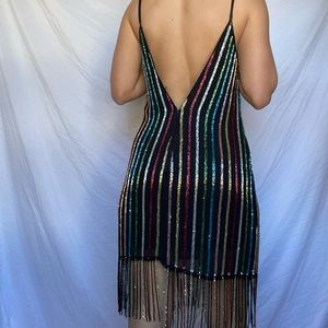 Stunning ASOS rainbow beaded fringe mini dress 🌈✨